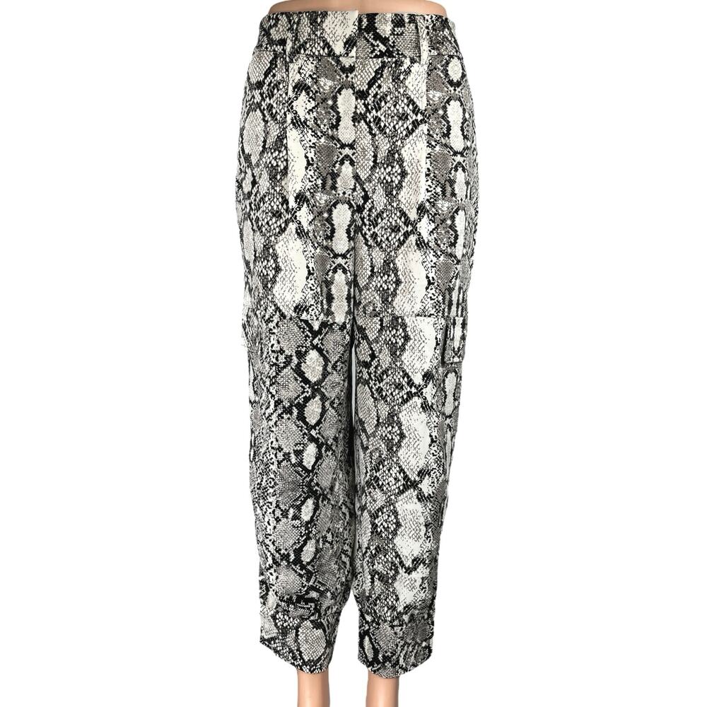 Express Black Gray Snakeskin Animal Print High Waisted Jogger Pants Size 4